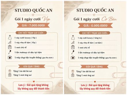 Gói 1 ngày cưới — 6.000.000đ & 7.000.000đ